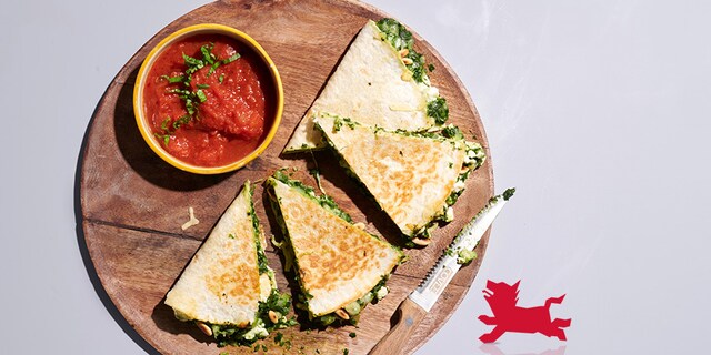 Quesadillas aux épinards et à la feta