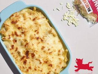 Macaronigratin met witloof en ham