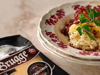 Easy risotto met Oud Brugge en chorizochips