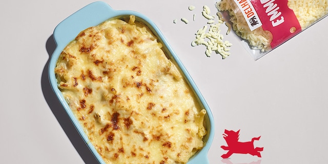 Macaronigratin met witloof en ham