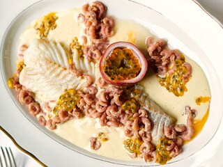 Dos de cabillaud à la vanille et aux fruits de la passion