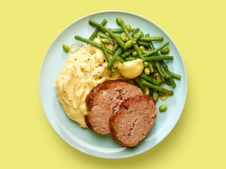 Pain de viande, haricots et purée À l’aise