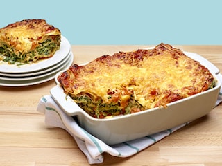 Lasagne met ham, ricotta en spinazie