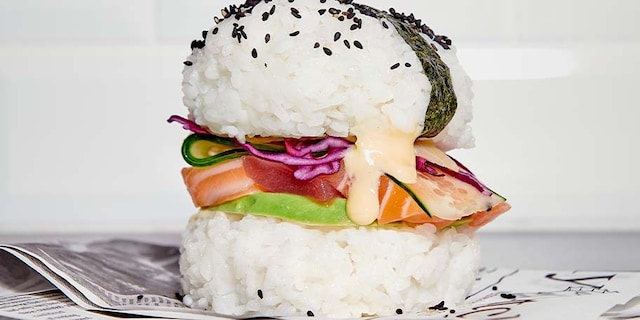 Sushi burgers au thon et au saumon