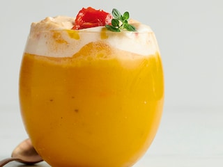 Pompoensoep met spicy crème