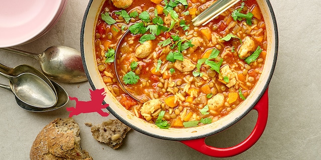 Soupe-repas aux boulettes et aux lentilles