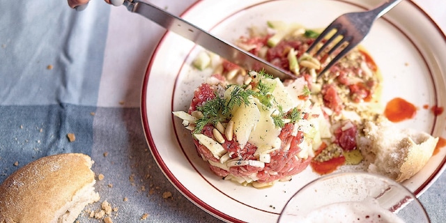 Tartare de boeuf aux légumes croquants