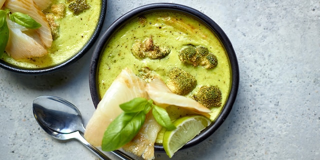 Flans de brocoli au flétan fumé