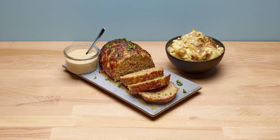 Pain de viande&nbsp;aux deux&nbsp;moutardes&nbsp;et stoemp aux chicons&nbsp;