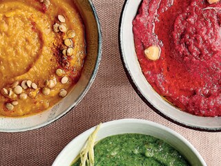 Trio de dips : Dip aux lentilles, butternut et curcuma