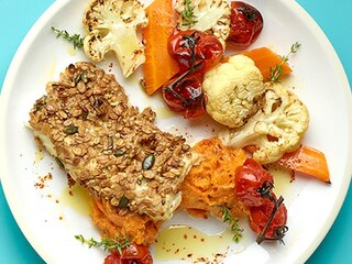 Geroosterde kabeljauw in een Gr'eat Granola Glory-korst