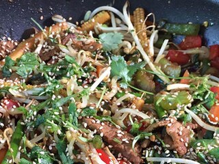 Wok de bœuf à la coriandre