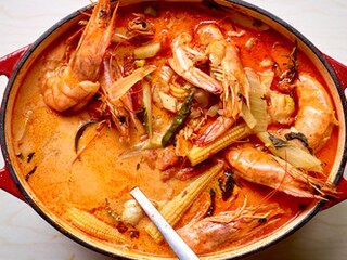 Cocotte de gambas aux légumes