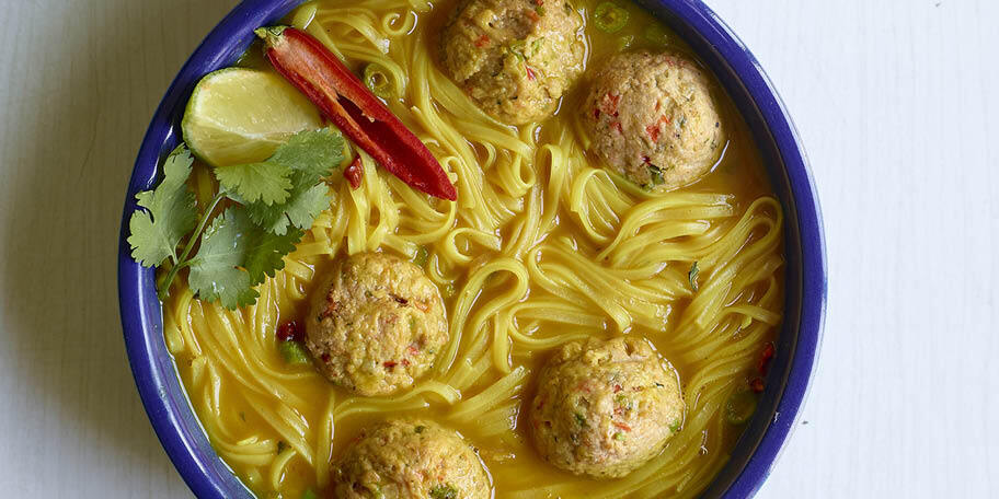 Nouilles minute aux boulettes de légumes