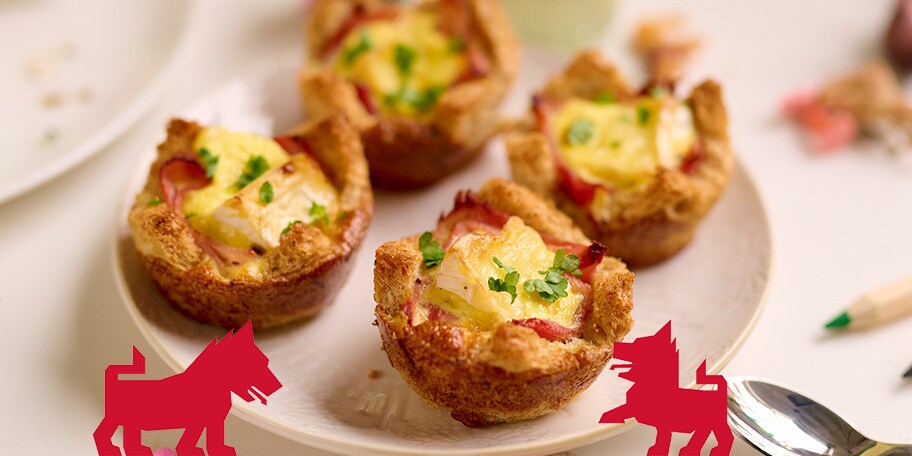 Brunch cups au fromage et au jambon