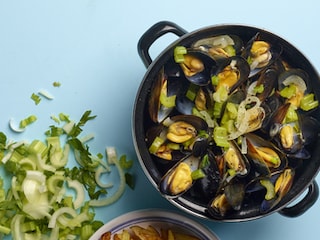 Moules marinières et frites au four 