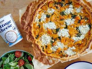 Quiche met butternut, spinazie en Danone Cottage Cheese