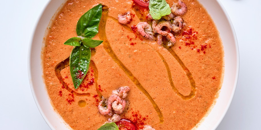 Gazpacho met perziken en kerstomaten