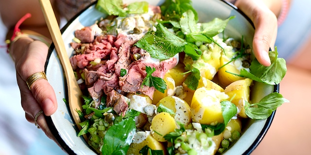 Aardappelsalade met rosbief