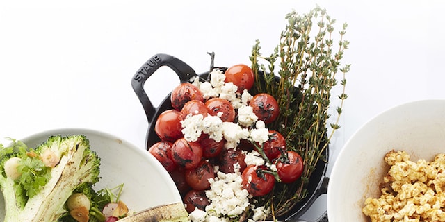 Tomates cerises grillées à la feta