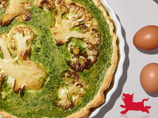 Quiche met bloemkool, spinazie en verse geitenkaas