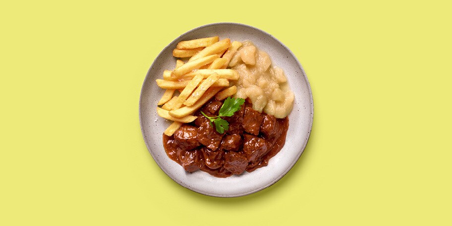 Carbonnades et compote de pommes à l’aise en 15 minutes