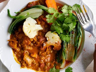 Curry de poulet aux lentilles
