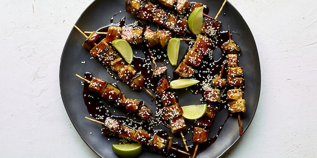 Yakitori van aubergines