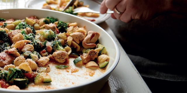 Orecchiette au poulet, courgettes et brocoli