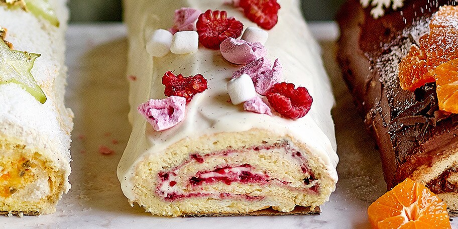Glutenvrije kerststronk met framboos