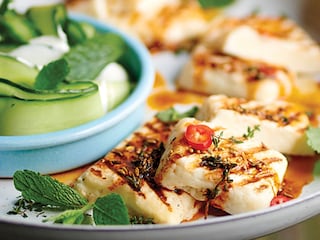 Gegrilde halloumi met oriëntaalse kruiden