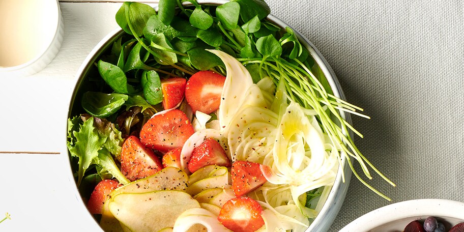 Salade met venkel en aardbeien