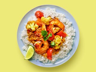 Easy curry Madras met scampi