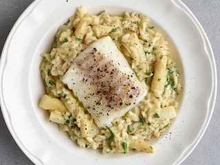 Risotto aux asperges blanches et au dos de cabillaud