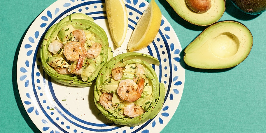 Rosace avocat et crevettes