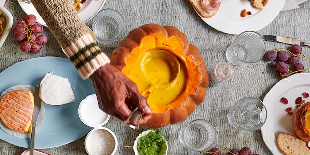 Rode linzensoep met geroosterde butternut