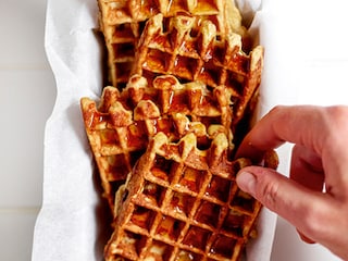 Wafels met havervlokken en bananen