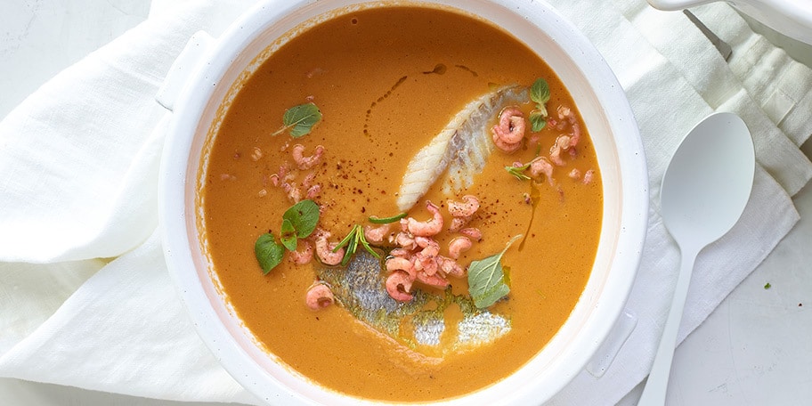 Soupe de poisson aux crevettes grises