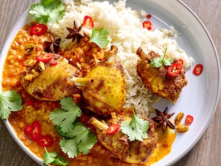 Dhal de lentilles au poulet rôti et épices indiennes