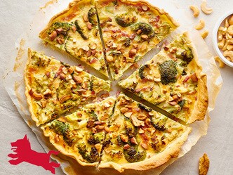 Broccoliquiche met spek en cashewnoten