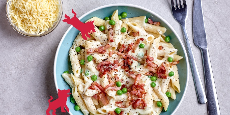 Penne à la carbonara de chou-fleur