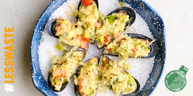 Moules gratinées aux petits légumes