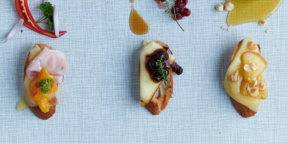 Trio de crostinis au fromage à raclette