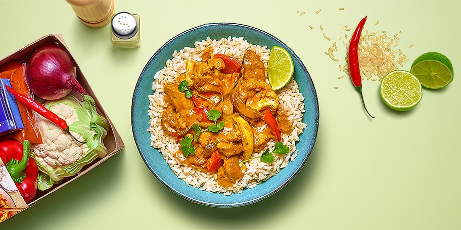 Curry Madras au poulet et riz basmati