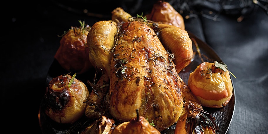 Gebraden kip met appelen en peren