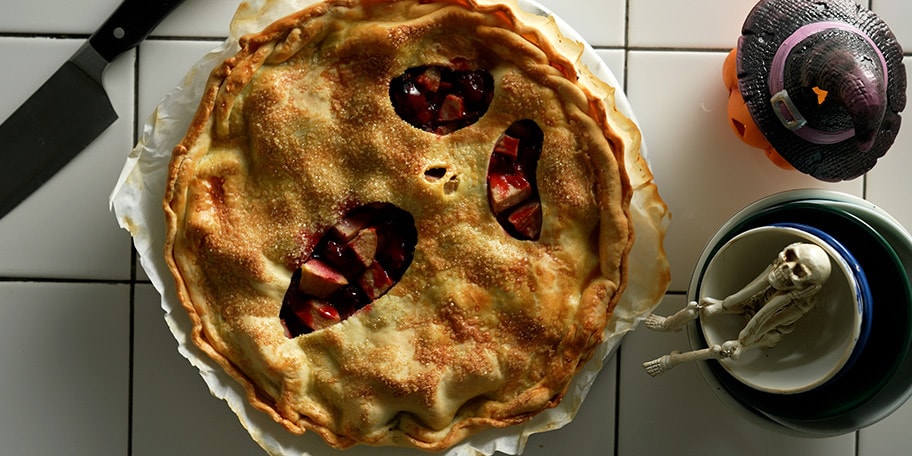 Tarte d’halloween poire et framboises