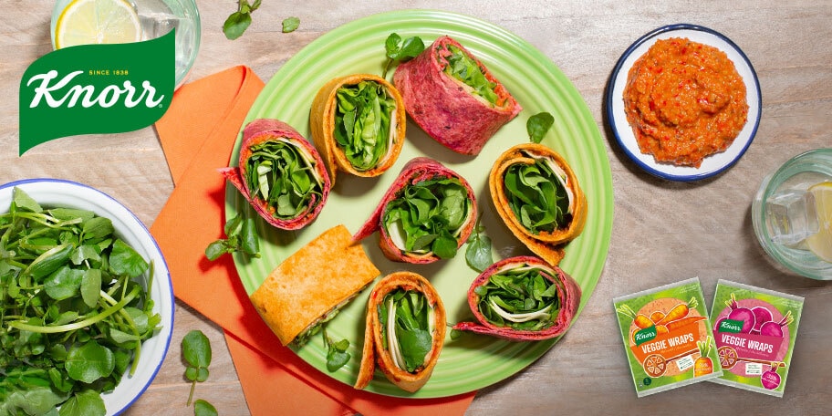 Wortel wrap rolletjes met courgette en muhammara