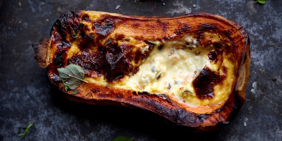Gegratineerde butternut met geitenkaas