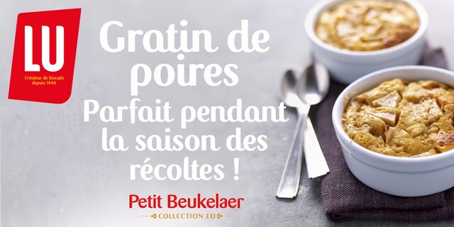 Gratins de poires aux Petit Beukelaer
