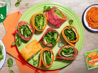 Wortel wrap rolletjes met courgette en muhammara